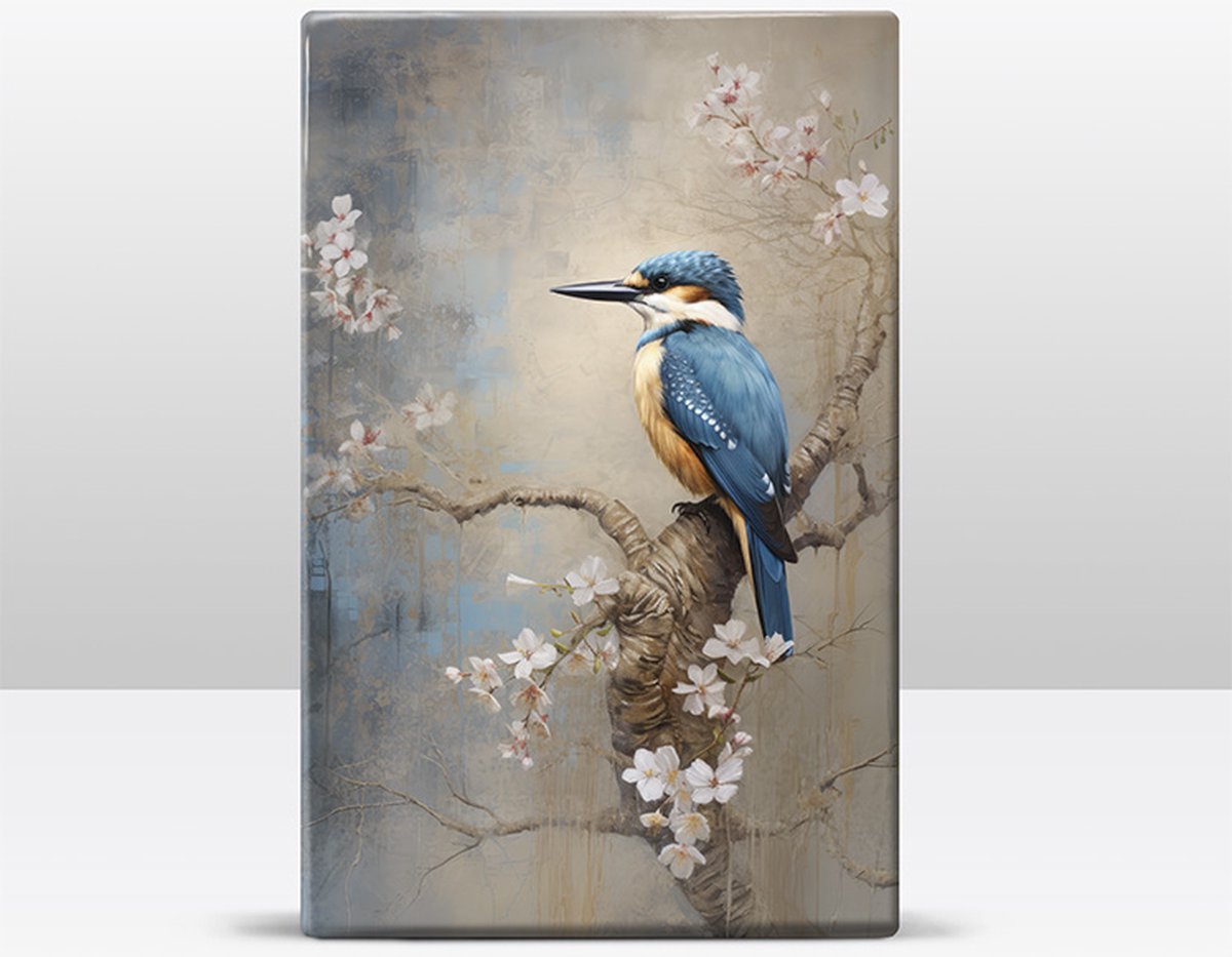 IJsvogel op Bloesemtak Laqueprint 19.5x30 cm LP328