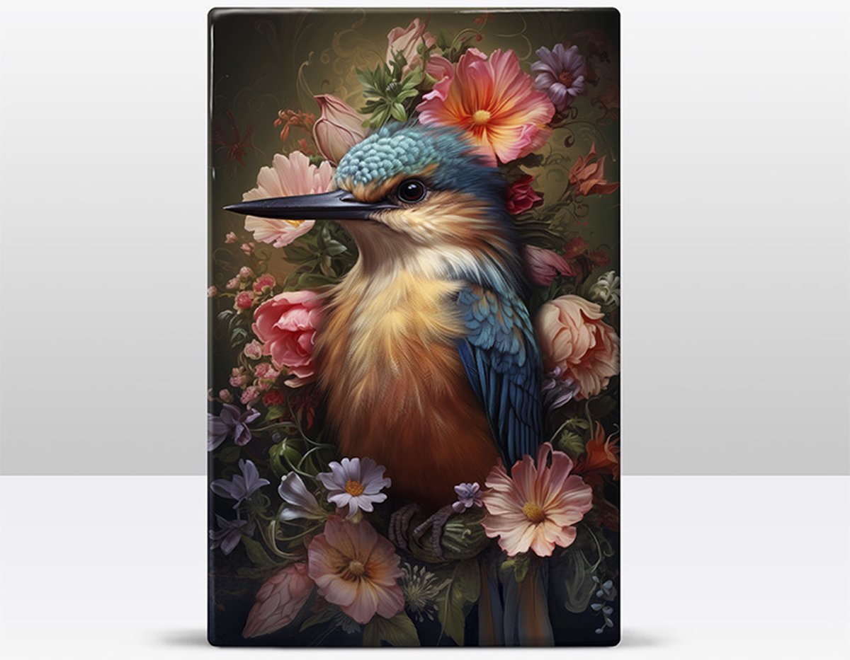 IJsvogel met kleurige bloemen Laqueprint LP310