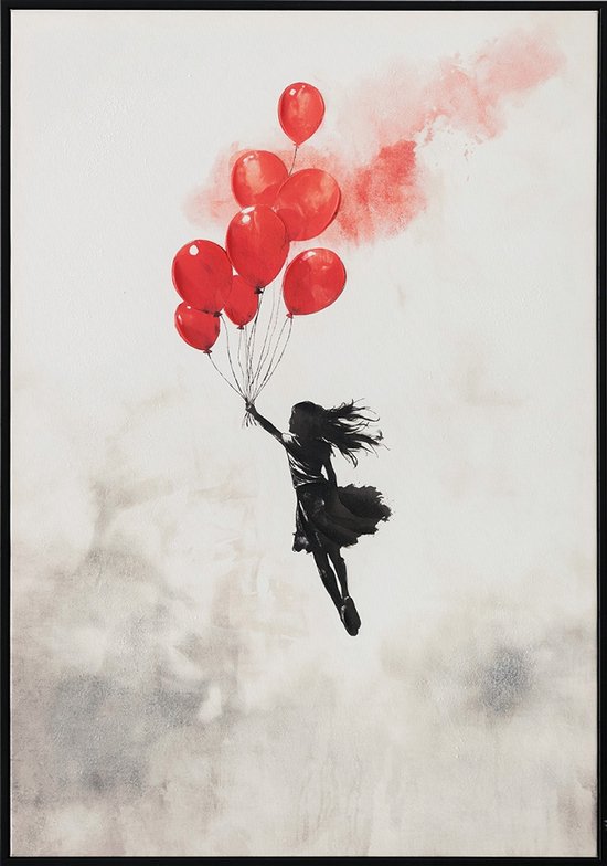 Schilderij Ballonmeisje in de lucht