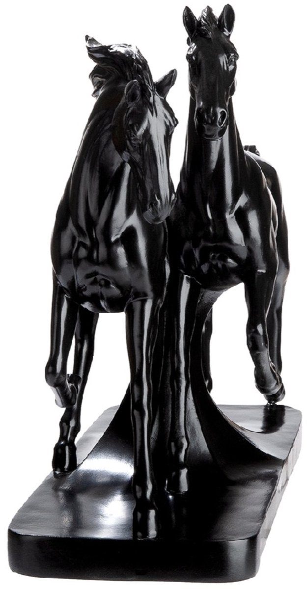 Beeld paarden Luna & Casanova zwart 12.5x33.5x27 cm
