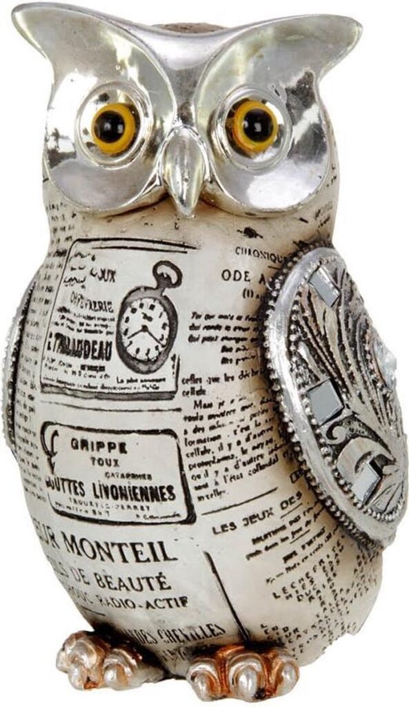 Meander Uil old paper decoratief beeld veelkleur polyresin