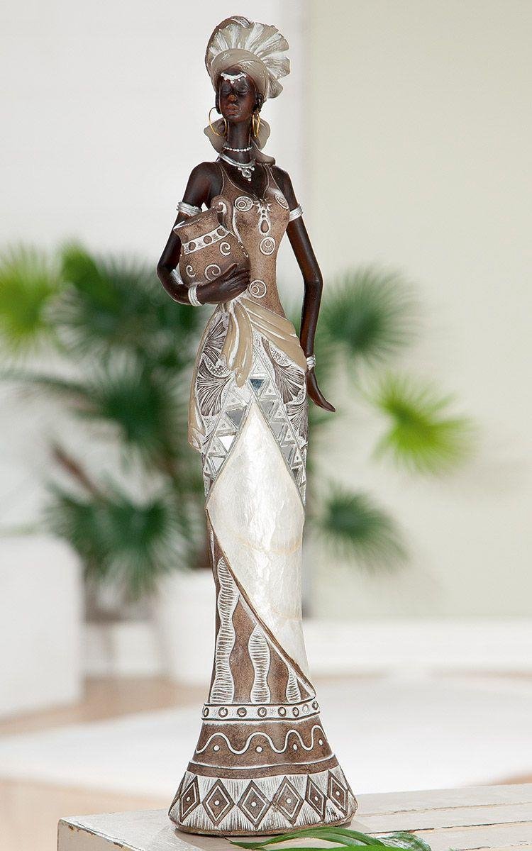 Gilde Handwerk Poly Lady Nairobi beeld ivoor polyresin 39 cm