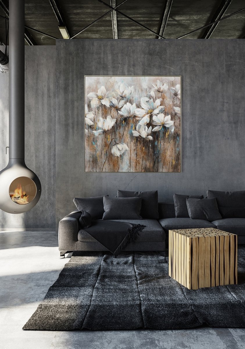 Schilderij bloemen klaproos papaver 100x100 cm