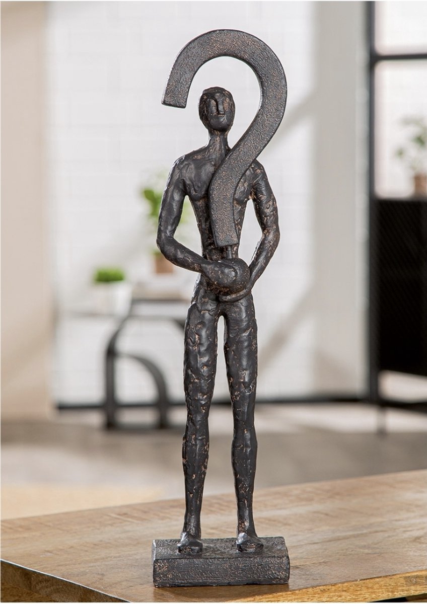 Sculptuur persoon met vraagteken modern decoratiebeeld