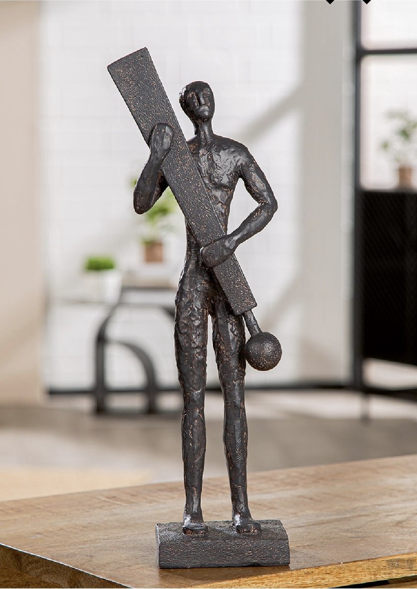 Sculptuur persoon met uitroepteken kunsthars