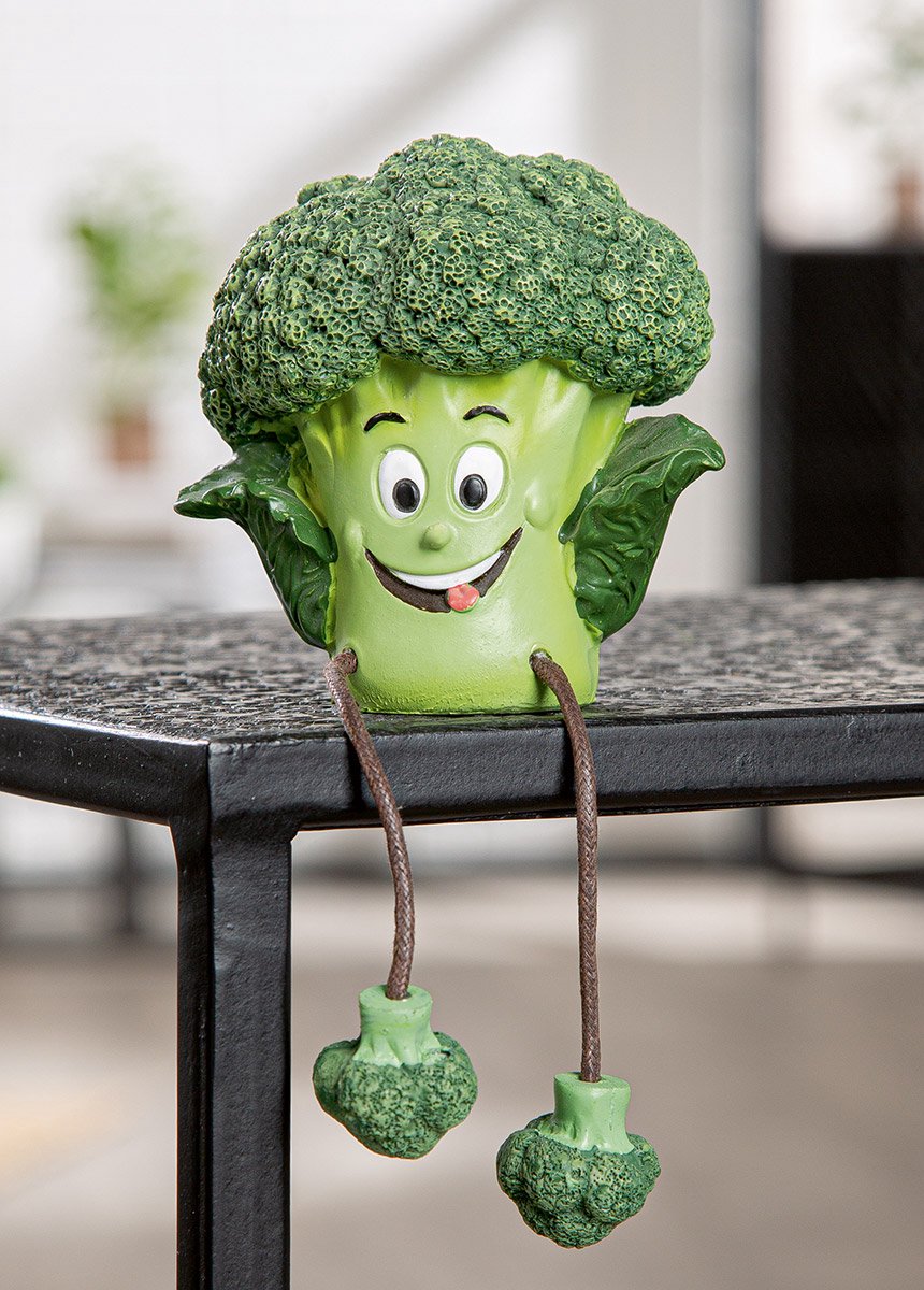 Broccoli gezicht poppetje rand zittend beeld