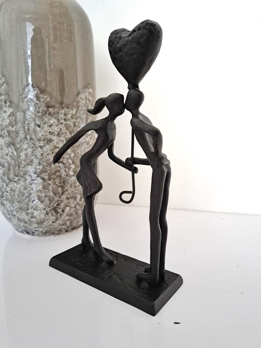 Gilde handwerk Sculptuur Beeld Liefdespaar Metaal Zwart