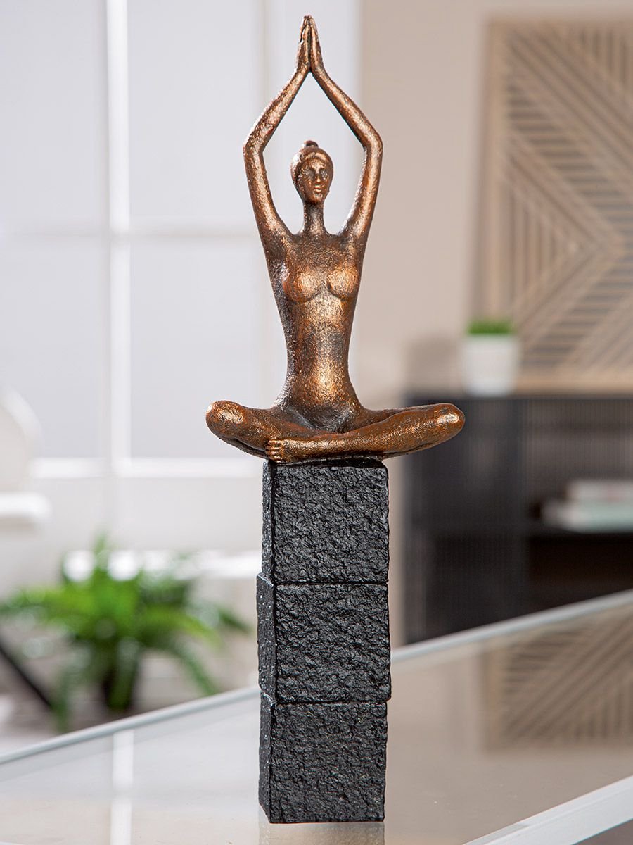 Beeld women zen 7x11x35 cm poly zwart en goud