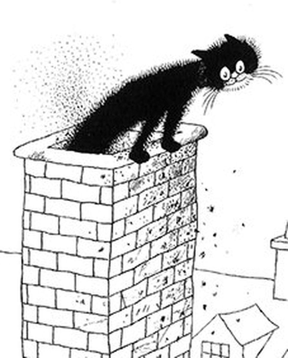 Dubout Les chats Poes uit schoorsteen 15 cm