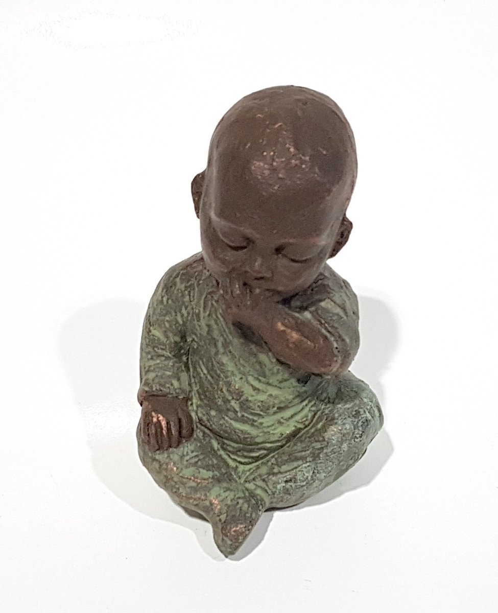 Geert Kunen Skulptuur Baby bruin groen 7x7x13 cm