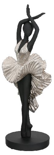 Sculptuur ballerina Ballet kunsthars zwart 44 cm