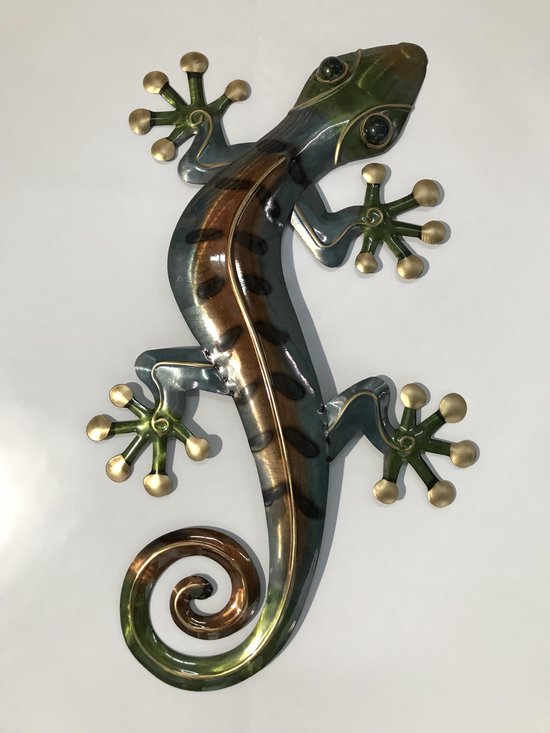 Metalen Wanddecoratie Gekko 34x58 cm