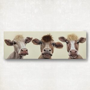 3D-schilderij koeienfamilie op canvas, 150 x 50 cm