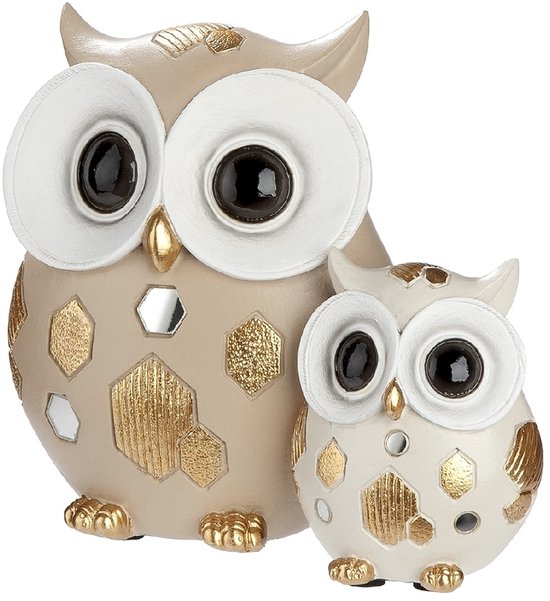 Gilde beeld 2 uilen Midas, 14 cm