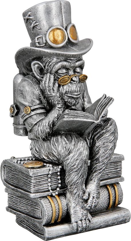Gilde beeld Steampunk reading ape, 23 cm