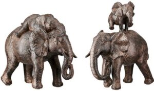 Gilde Handwerk beeld olifant met kalfje, 20 cm