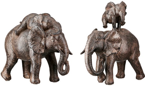Gilde Handwerk beeld olifant met kalfje, 20 cm