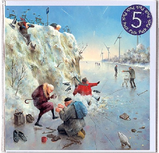 Marius van Dokkum kerstkaarten IJspret, 5 stuks